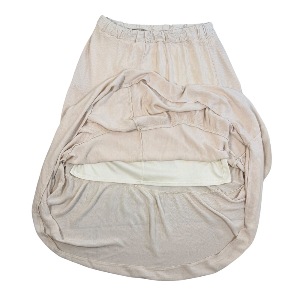 Haute Monde Tiered Maxi Skirt Womens L Cream Gauze Rayon Boho Flowy Lined Resort - Picture 9 of 16